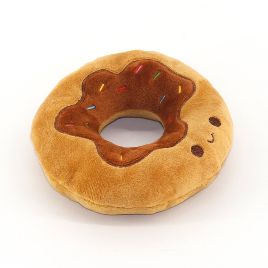 Plush Donut Dense Foam Squeaky Dog Toy