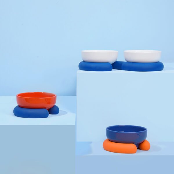 Two-colour ceramic non-slip pet bowl - Image 3